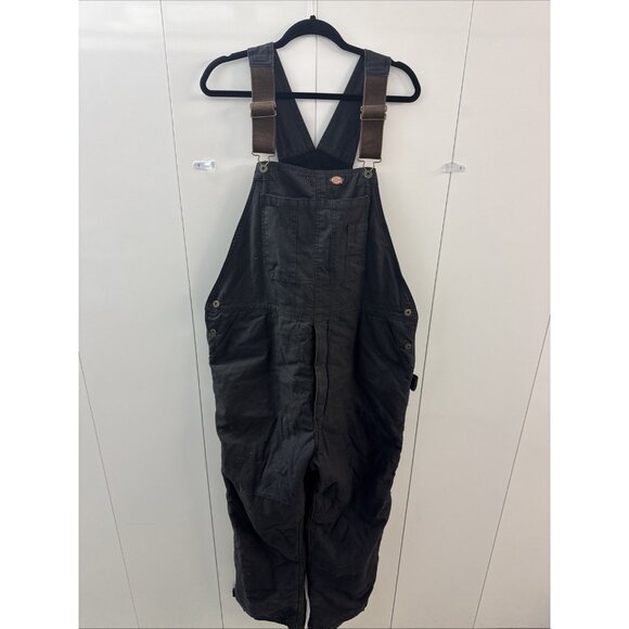 Dickies Insulated Black Work Farm Bib Overalls Coveralls Mens Size XLR Warm - Picture 1 of 16